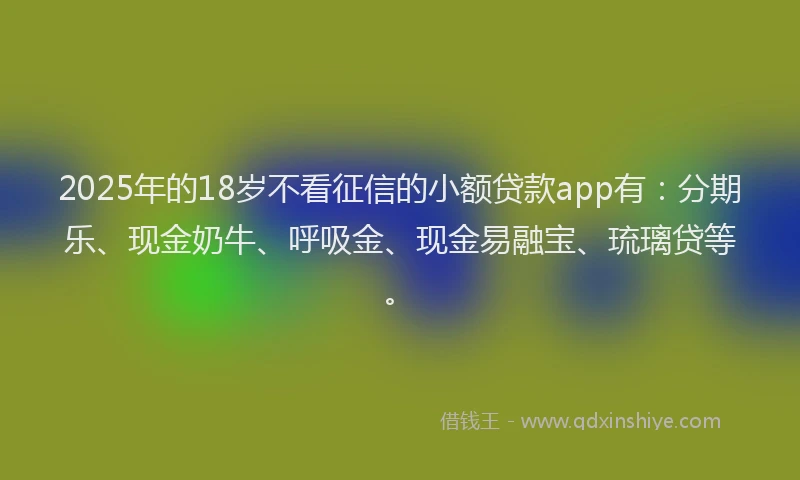 2025年的18岁不看征信的小额贷款app有：分期乐、现金奶牛、呼吸金、现金易融宝、琉璃贷等。
