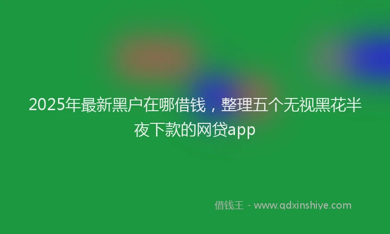 2025年最新黑户在哪借钱，整理五个无视黑花半夜下款的网贷app