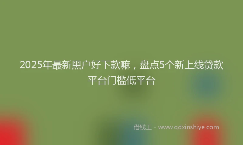 2025年最新黑户好下款嘛，盘点5个新上线贷款平台门槛低平台