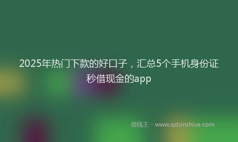 2025年热门下款的好口子，汇总5个手机身份证秒借现金的app