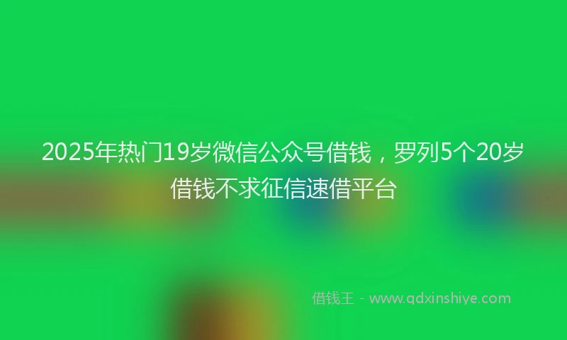 2025年热门19岁微信公众号借钱，罗列5个20岁借钱不求征信速借平台