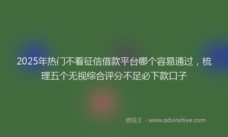 2025年热门不看征信借款平台哪个容易通过，梳理五个无视综合评分不足必下款口子