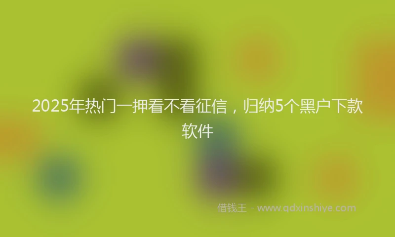 2025年热门一押看不看征信，归纳5个黑户下款软件