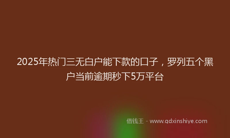 2025年热门三无白户能下款的口子，罗列五个黑户当前逾期秒下5万平台