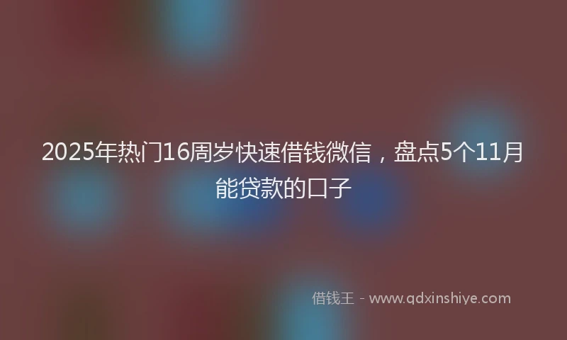 2025年热门16周岁快速借钱微信，盘点5个11月能贷款的口子