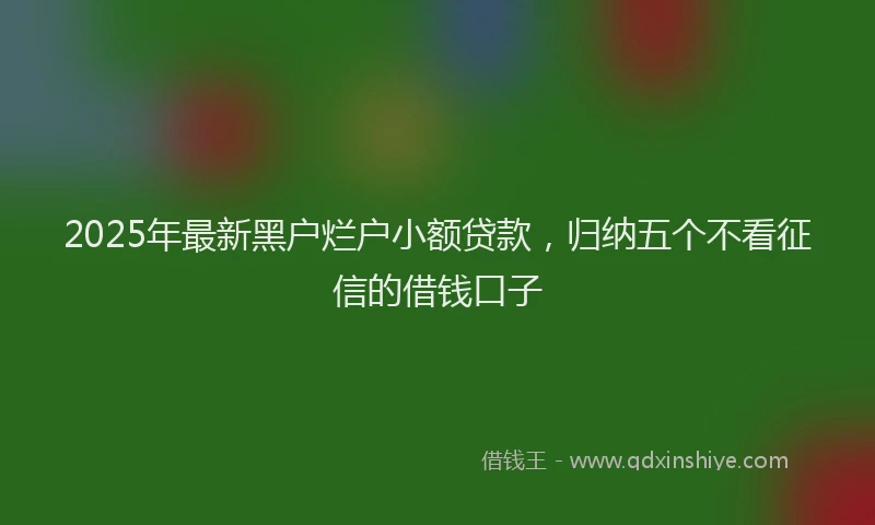 2025年最新黑户烂户小额贷款，归纳五个不看征信的借钱口子
