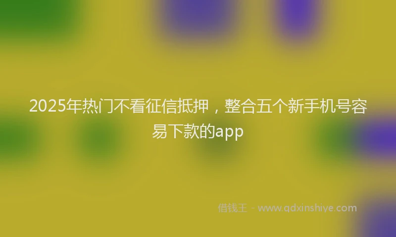 2025年热门不看征信抵押，整合五个新手机号容易下款的app