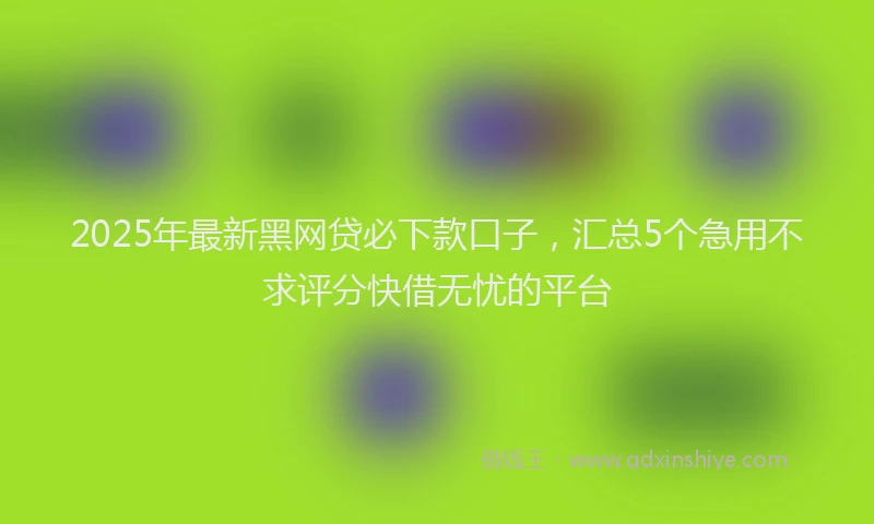2025年最新黑网贷必下款口子，汇总5个急用不求评分快借无忧的平台
