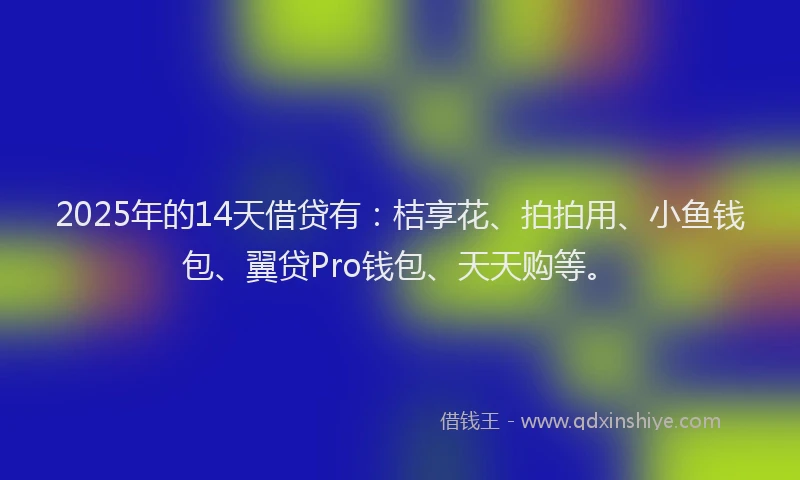 2025年的14天借贷有：桔享花、拍拍用、小鱼钱包、翼贷Pro钱包、天天购等。