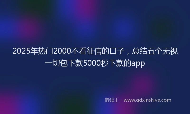 2025年热门2000不看征信的口子，总结五个无视一切包下款5000秒下款的app