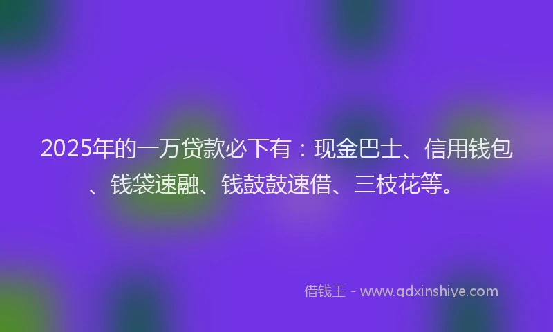2025年的一万贷款必下有：现金巴士、信用钱包、钱袋速融、钱鼓鼓速借、三枝花等。
