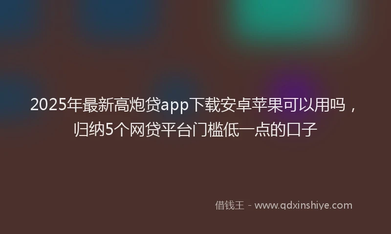 2025年最新高炮贷app下载安卓苹果可以用吗，归纳5个网贷平台门槛低一点的口子