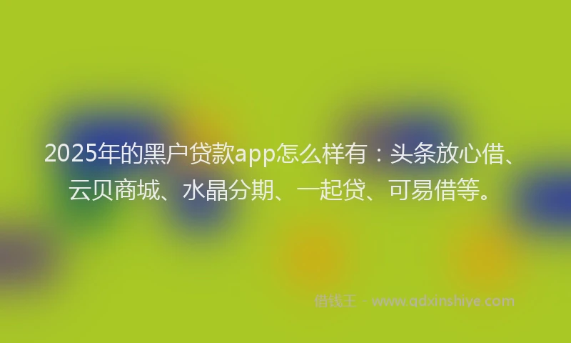 2025年的黑户贷款app怎么样有：头条放心借、云贝商城、水晶分期、一起贷、可易借等。