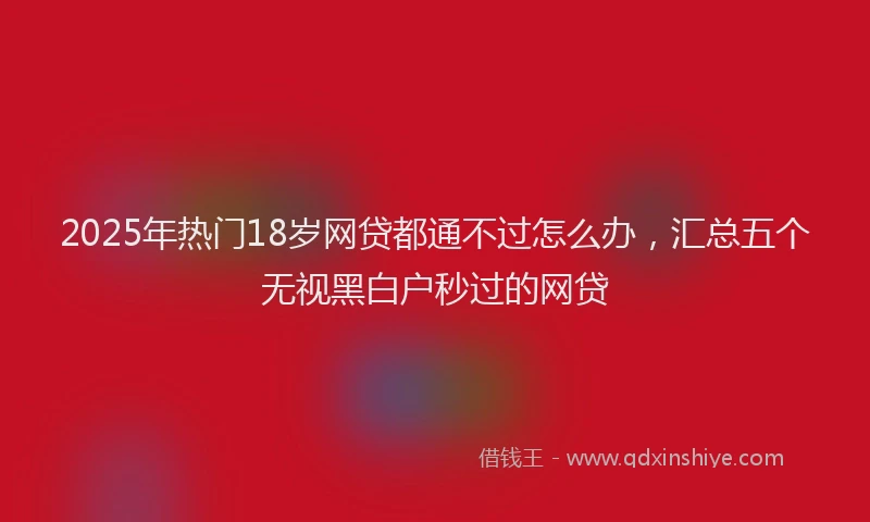 2025年热门18岁网贷都通不过怎么办，汇总五个无视黑白户秒过的网贷