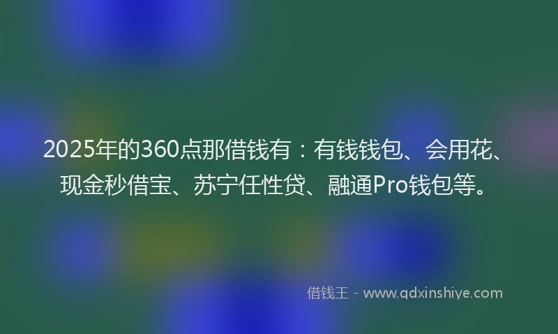 2025年的360点那借钱有：有钱钱包、会用花、现金秒借宝、苏宁任性贷、融通Pro钱包等。