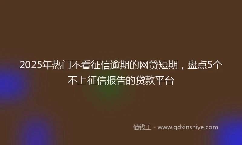 2025年热门不看征信逾期的网贷短期，盘点5个不上征信报告的贷款平台