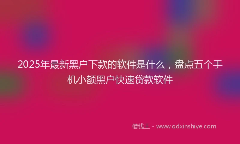 2025年最新黑户下款的软件是什么，盘点五个手机小额黑户快速贷款软件