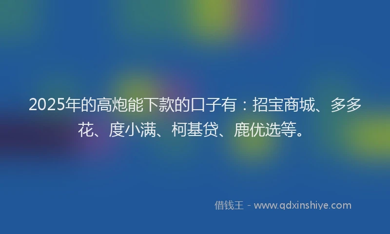 2025年的高炮能下款的口子有：招宝商城、多多花、度小满、柯基贷、鹿优选等。
