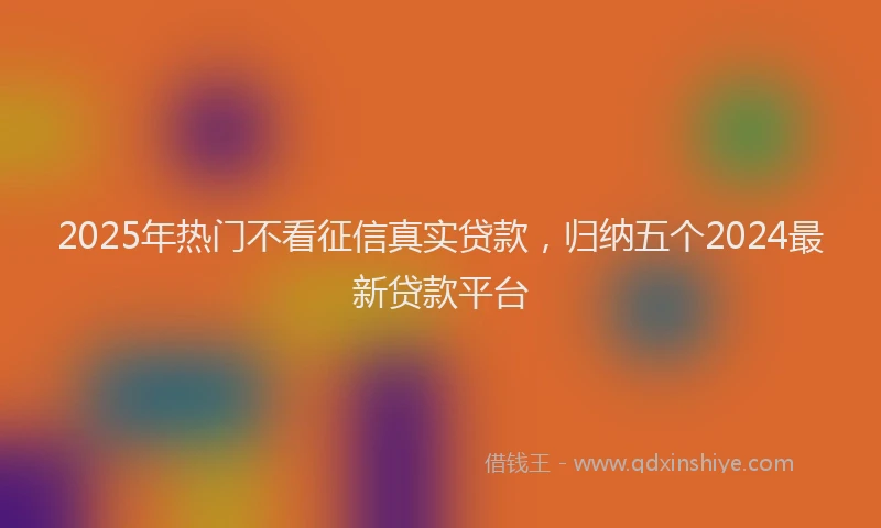 2025年热门不看征信真实贷款，归纳五个2024最新贷款平台