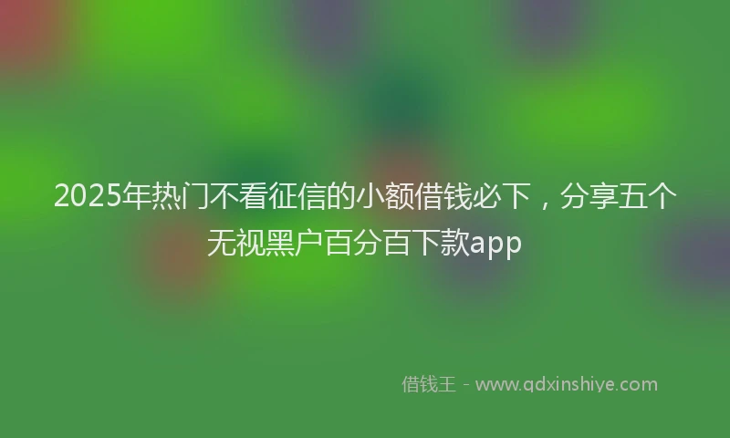 2025年热门不看征信的小额借钱必下，分享五个无视黑户百分百下款app