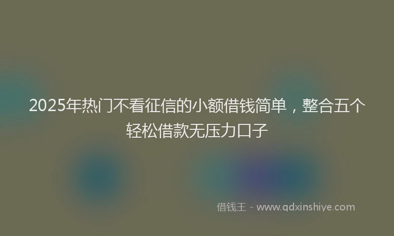 2025年热门不看征信的小额借钱简单，整合五个轻松借款无压力口子