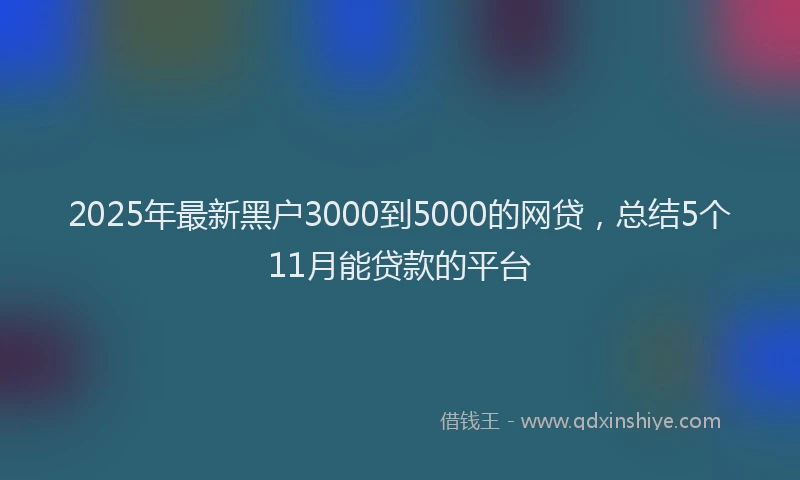 2025年最新黑户3000到5000的网贷，总结5个11月能贷款的平台