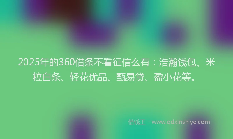2025年的360借条不看征信么有：浩瀚钱包、米粒白条、轻花优品、甄易贷、盈小花等。