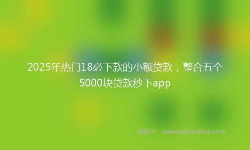 2025年热门18必下款的小额贷款，整合五个5000块贷款秒下app
