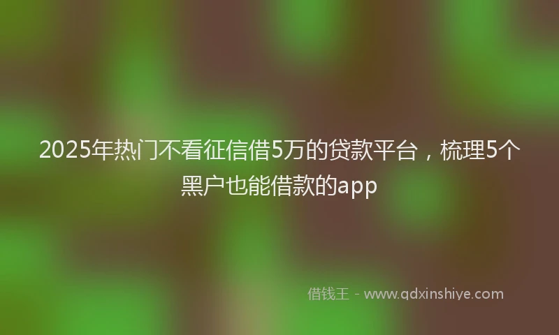 2025年热门不看征信借5万的贷款平台，梳理5个黑户也能借款的app