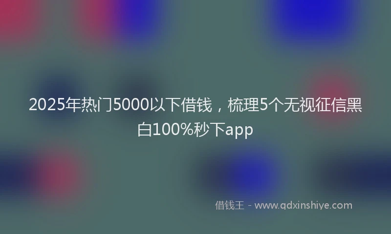 2025年热门5000以下借钱，梳理5个无视征信黑白100%秒下app