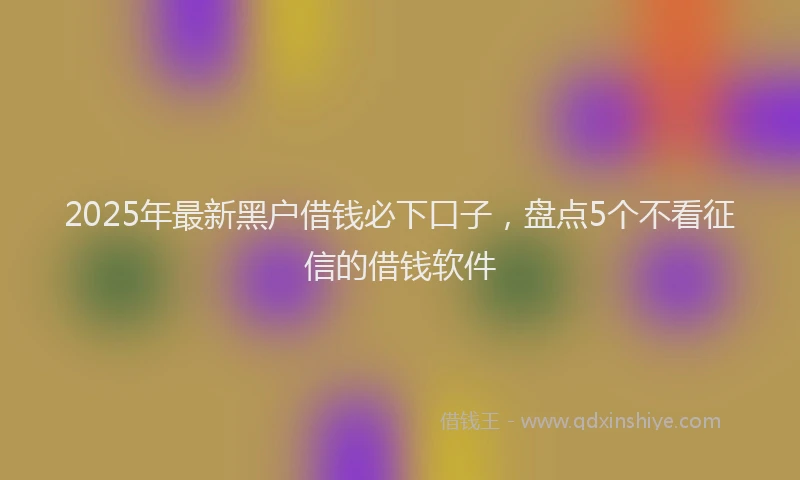2025年最新黑户借钱必下口子，盘点5个不看征信的借钱软件
