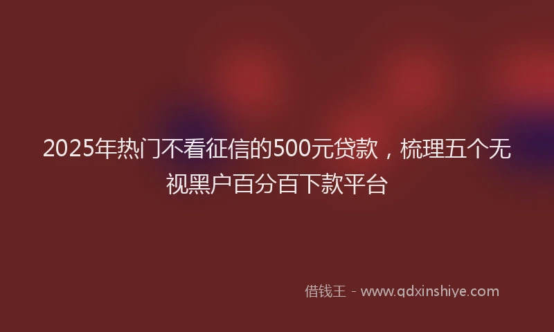 2025年热门不看征信的500元贷款，梳理五个无视黑户百分百下款平台