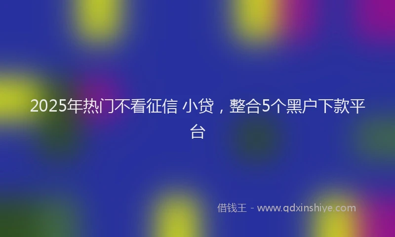 2025年热门不看征信 小贷，整合5个黑户下款平台