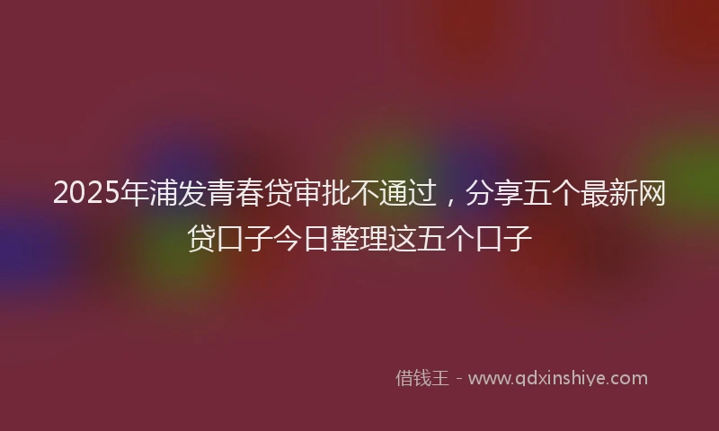 2025年浦发青春贷审批不通过，分享五个最新网贷口子今日整理这五个口子