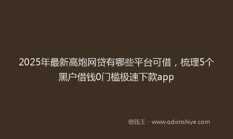 2025年最新高炮网贷有哪些平台可借，梳理5个黑户借钱0门槛极速下款app
