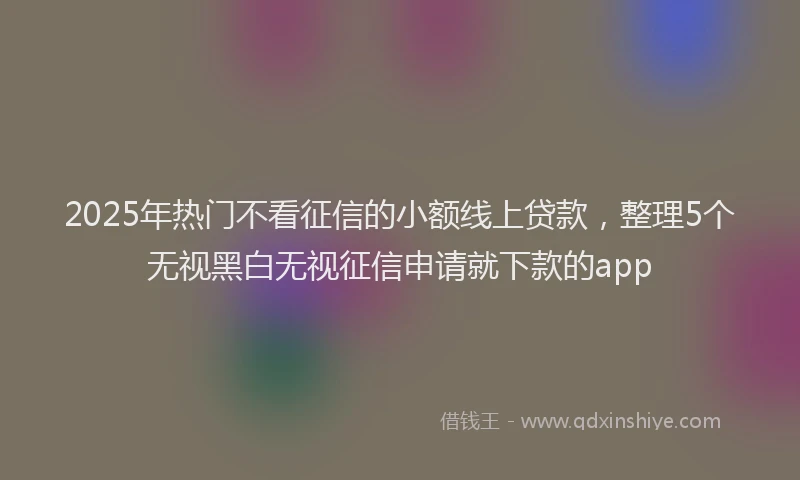 2025年热门不看征信的小额线上贷款，整理5个无视黑白无视征信申请就下款的app