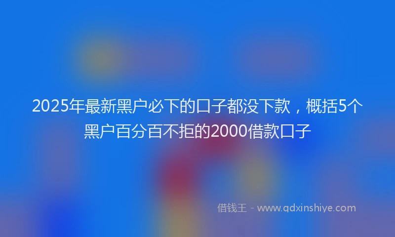 2025年最新黑户必下的口子都没下款，概括5个黑户百分百不拒的2000借款口子