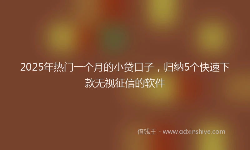 2025年热门一个月的小贷口子，归纳5个快速下款无视征信的软件