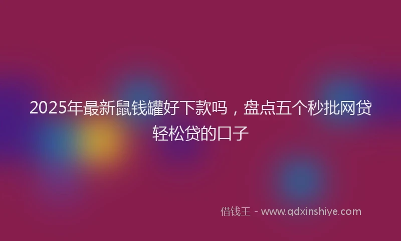 2025年最新鼠钱罐好下款吗，盘点五个秒批网贷轻松贷的口子