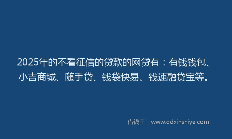 2025年的不看征信的贷款的网贷有：有钱钱包、小吉商城、随手贷、钱袋快易、钱速融贷宝等。