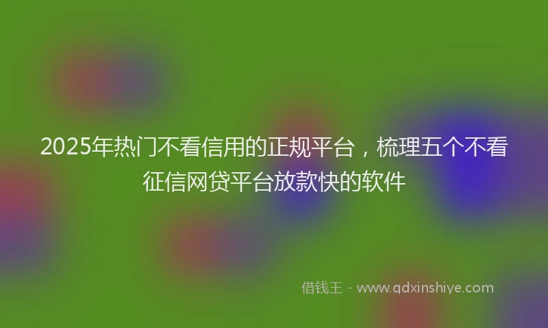 2025年热门不看信用的正规平台，梳理五个不看征信网贷平台放款快的软件