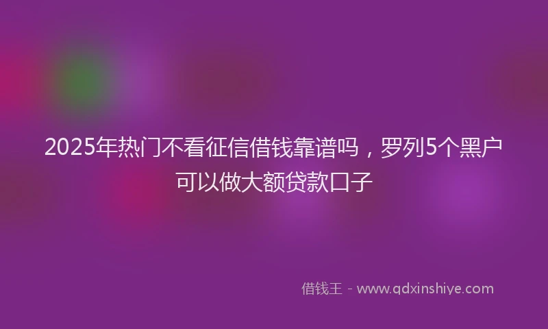 2025年热门不看征信借钱靠谱吗，罗列5个黑户可以做大额贷款口子