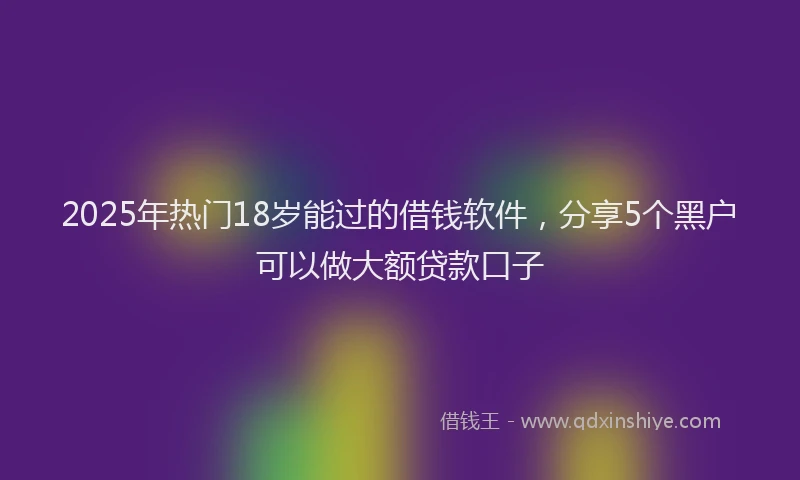 2025年热门18岁能过的借钱软件，分享5个黑户可以做大额贷款口子