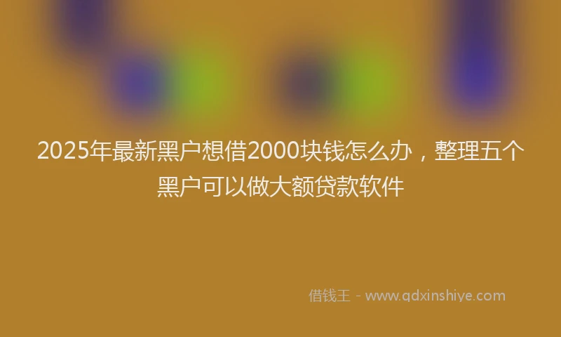 2025年最新黑户想借2000块钱怎么办，整理五个黑户可以做大额贷款软件
