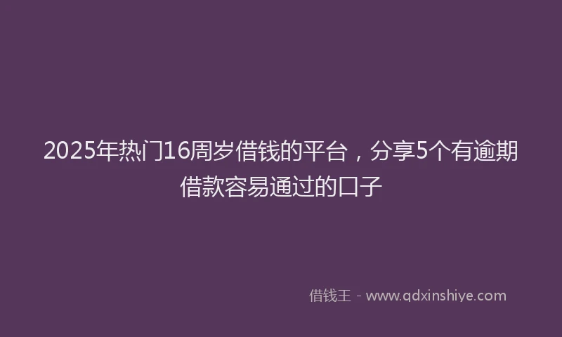 2025年热门16周岁借钱的平台，分享5个有逾期借款容易通过的口子