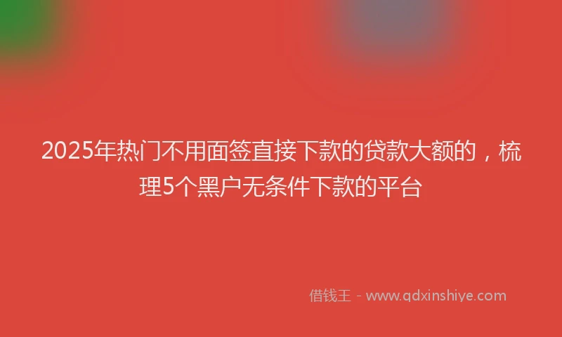 2025年热门不用面签直接下款的贷款大额的，梳理5个黑户无条件下款的平台