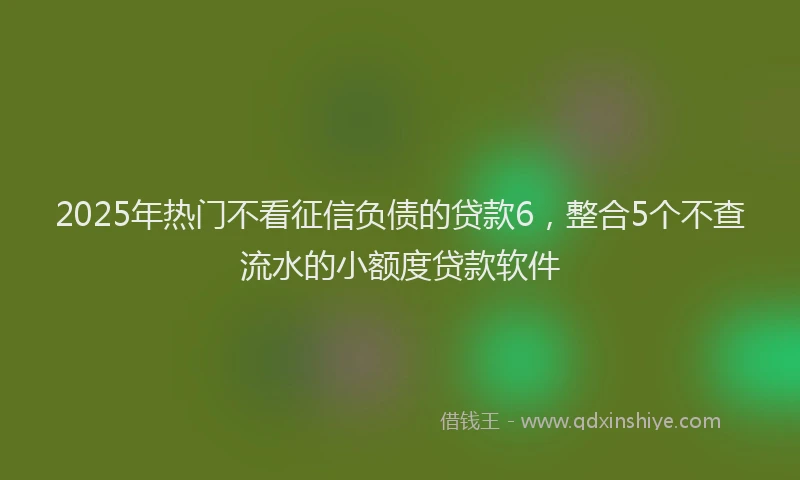 2025年热门不看征信负债的贷款6，整合5个不查流水的小额度贷款软件