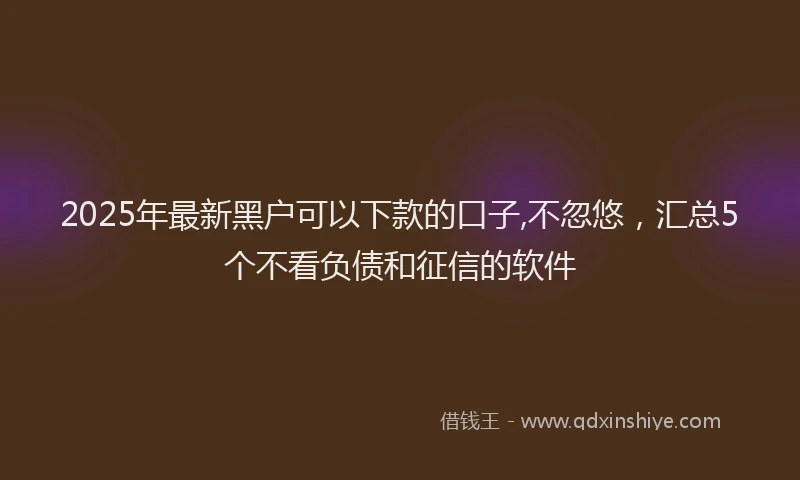 2025年最新黑户可以下款的口子,不忽悠，汇总5个不看负债和征信的软件