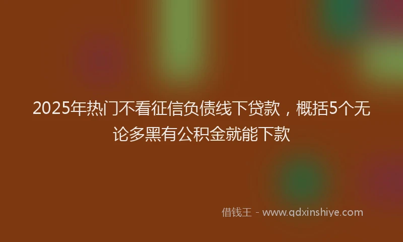 2025年热门不看征信负债线下贷款，概括5个无论多黑有公积金就能下款