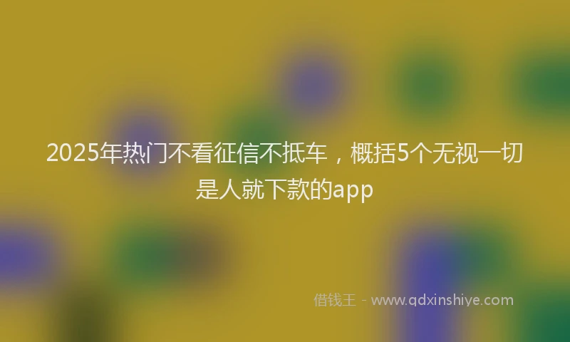 2025年热门不看征信不抵车，概括5个无视一切是人就下款的app